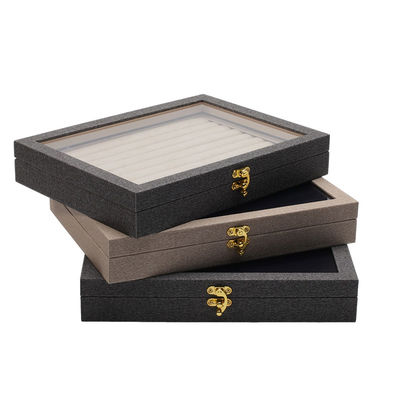 Flip Open PU Leder Schmuck Display Box mehrere Abteilungen mit Spiegel