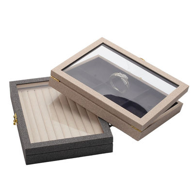 Flip Open PU Leder Schmuck Display Box mehrere Abteilungen mit Spiegel