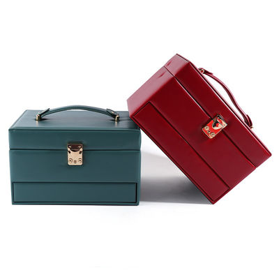 Portable PU Leder Reise Schmuck Schublade Organisator Box mit Spiegel Multi-Funktion