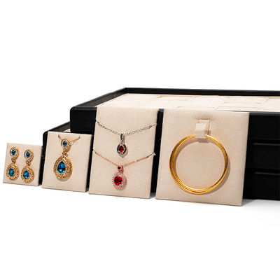 Soft Velvet Innenraum PU Leder Schmuck Display Tray Requisiten für Ring Ohrstangen