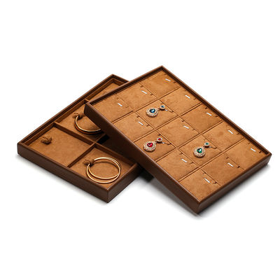 Soft Velvet Innenraum PU Leder Schmuck Display Tray Requisiten für Ring Ohrstangen
