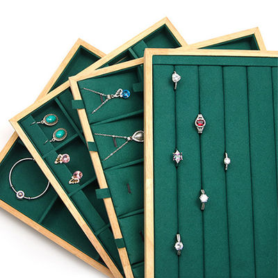 Holzschmuck-Display-Platte mit mehreren Abteilungen für Ring-Ohr-Studs Anhänger