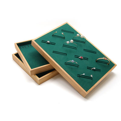 Holzschmuck-Display-Platte mit mehreren Abteilungen für Ring-Ohr-Studs Anhänger