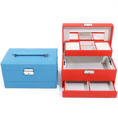 kaufen Portable Spacious Space Fux Leder Schmuck Organisator Box Mehrzellige Verpackung online manufacture