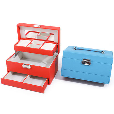Portable Spacious Space Fux Leder Schmuck Organisator Box Mehrzellige Verpackung