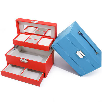 Portable Spacious Space Fux Leder Schmuck Organisator Box Mehrzellige Verpackung