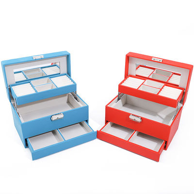 Portable Spacious Space Fux Leder Schmuck Organisator Box Mehrzellige Verpackung