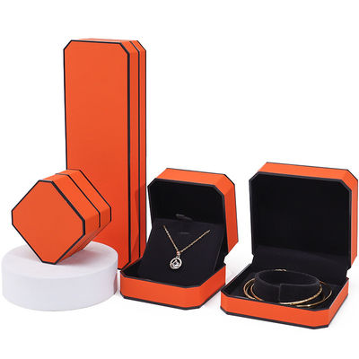 kaufen Achtseckige Orange Schwarze Grenze PU Leder Schmuckbox Set für Luxusverpackungen online manufacture