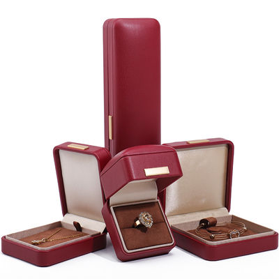 Schwimmeffekt Rot PU Leder Luxus Schmuck Verpackung Box Set mit Goldbar