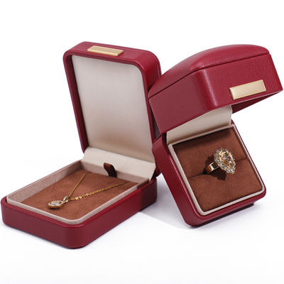 Schwimmeffekt Rot PU Leder Luxus Schmuck Verpackung Box Set mit Goldbar