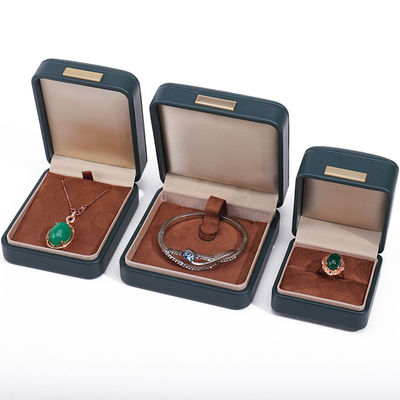 Handy Konvex Dach Falsches Leder Luxus Schmuckschachtel Paket mit Goldbar Ornament