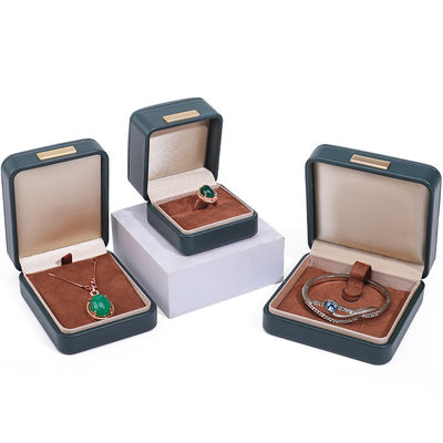 Handy Konvex Dach Falsches Leder Luxus Schmuckschachtel Paket mit Goldbar Ornament