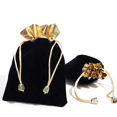 Soft Slip No Villi Samt Ziehseile Schmucktaschen mit Goldem offenem Mund