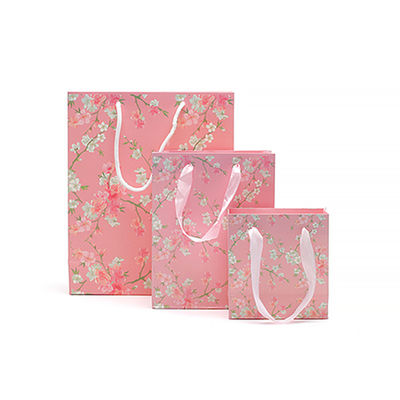 Blütenmuster robuste Karton-Papier-Tote-Tasche mit Griffe zum Geburtstagsgeschenk für Mädchen