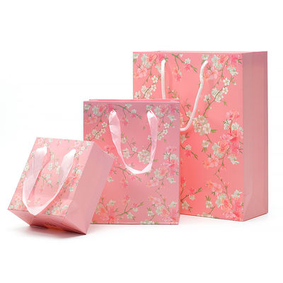 Blütenmuster robuste Karton-Papier-Tote-Tasche mit Griffe zum Geburtstagsgeschenk für Mädchen