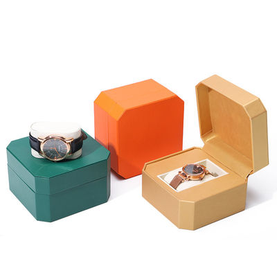 Achtseckige schlanke Luxus-Lederuhrbox mit weichen Samtfolie zum Geschenk