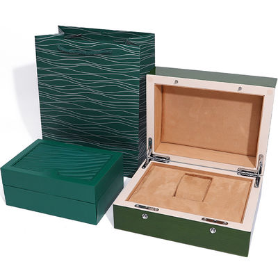 High-End Grüne Holzuhrbox für Luxus-Geschenkverpackungen mit umgekehrter Tasche