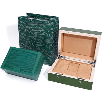 High-End Grüne Holzuhrbox für Luxus-Geschenkverpackungen mit umgekehrter Tasche