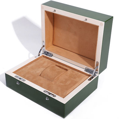 High-End Grüne Holzuhrbox für Luxus-Geschenkverpackungen mit umgekehrter Tasche
