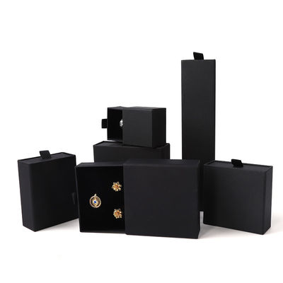Großhandel Fertigung Öko-freundlich Luxus Geschenk Schmuckschachtel Personalisiertes Custom Logo Ring Halskette Ohrring Armband Verpackung schwarzer Karton Papier Schublade Schmuckschachtel