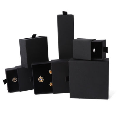 Großhandel Fertigung Öko-freundlich Luxus Geschenk Schmuckschachtel Personalisiertes Custom Logo Ring Halskette Ohrring Armband Verpackung schwarzer Karton Papier Schublade Schmuckschachtel
