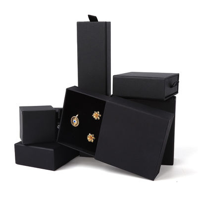 Großhandel Fertigung Öko-freundlich Luxus Geschenk Schmuckschachtel Personalisiertes Custom Logo Ring Halskette Ohrring Armband Verpackung schwarzer Karton Papier Schublade Schmuckschachtel