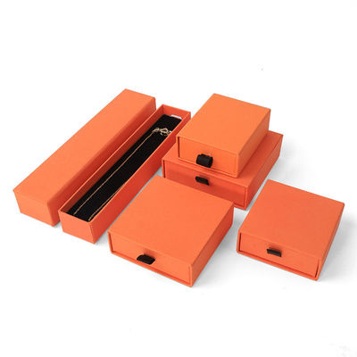 Großhandel Fertigung Öko-freundlich hochwertiges Geschenk Schmuckschachtel Personalisierter Custom Ring Halskette Ohrringe Armband Verpackung Orange Karton Papier Schublade Schmuckschachtel mit Logo