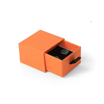 Großhandel Fertigung Öko-freundlich hochwertiges Geschenk Schmuckschachtel Personalisierter Custom Ring Halskette Ohrringe Armband Verpackung Orange Karton Papier Schublade Schmuckschachtel mit Logo