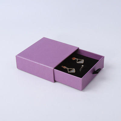 Großhandel Fertigung Öko-freundlich hochwertiges Geschenk Schmuckschachtel Personalisierter Custom Ring Halskette Ohrring Armband Verpackung Lila Pappe Schublade Schmuckschachtel mit Logo