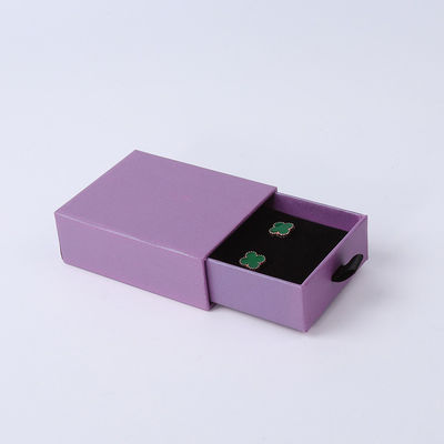 Großhandel Fertigung Öko-freundlich hochwertiges Geschenk Schmuckschachtel Personalisierter Custom Ring Halskette Ohrring Armband Verpackung Lila Pappe Schublade Schmuckschachtel mit Logo