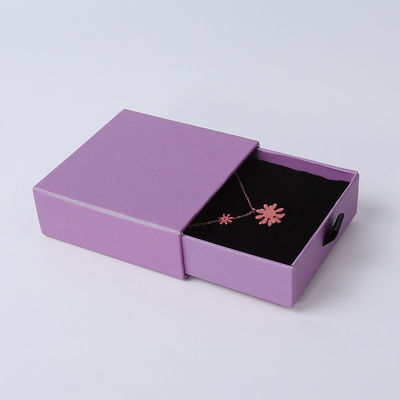 Großhandel Fertigung Öko-freundlich hochwertiges Geschenk Schmuckschachtel Personalisierter Custom Ring Halskette Ohrring Armband Verpackung Lila Pappe Schublade Schmuckschachtel mit Logo