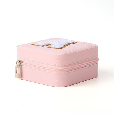 Tragbare kleine Pu-Leder-Perlen-Velvet-Pink-Schmuckschachtel