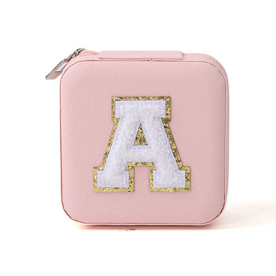 Tragbare kleine Pu-Leder-Perlen-Velvet-Pink-Schmuckschachtel