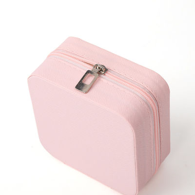 Tragbare kleine Pu-Leder-Perlen-Velvet-Pink-Schmuckschachtel