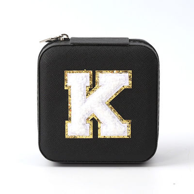 Luxus Schmuck Geschenk-Speicherbox Custom Logo Portable Kleines Leder Schwarz Organisator Reisetasche
