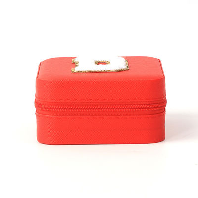 Portable Kleines Leder Rot Schmuck-Speicherbox Gesamtanzeige