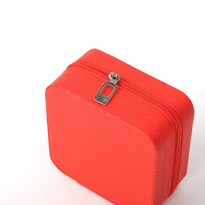 Portable Kleines Leder Rot Schmuck-Speicherbox Gesamtanzeige