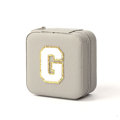 Kleines Leder Grau Schmuck Organisator Reisetasche Schmuck Lagerbox