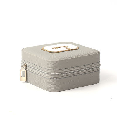 Kleines Leder Grau Schmuck Organisator Reisetasche Schmuck Lagerbox