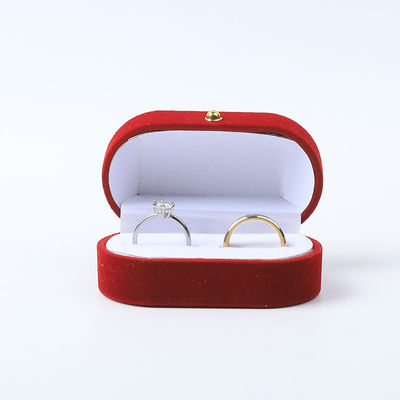 Luxus Schmuckschachtel persönlich angepasst rotes Samt Schmuck Verpackung Hochzeit Verlobung Doppelring Box