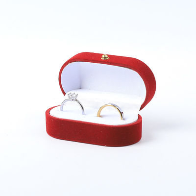 Luxus Schmuckschachtel persönlich angepasst rotes Samt Schmuck Verpackung Hochzeit Verlobung Doppelring Box
