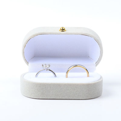 Luxus Schmuckschachtel Personalisierte Custom Graue Samt Schmuck Verpackung Hochzeit Verlobung Doppelring Box