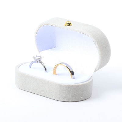 Luxus Schmuckschachtel Personalisierte Custom Graue Samt Schmuck Verpackung Hochzeit Verlobung Doppelring Box