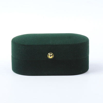 Großhandel Fertigung Luxus Schmuckschachtel Personalisierte Custom Grüne Samt Schmuck Verpackung Hochzeit Verlobung Doppelring Box Mit Logo