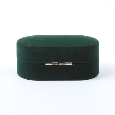 Großhandel Fertigung Luxus Schmuckschachtel Personalisierte Custom Grüne Samt Schmuck Verpackung Hochzeit Verlobung Doppelring Box Mit Logo