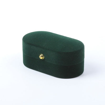 Großhandel Fertigung Luxus Schmuckschachtel Personalisierte Custom Grüne Samt Schmuck Verpackung Hochzeit Verlobung Doppelring Box Mit Logo