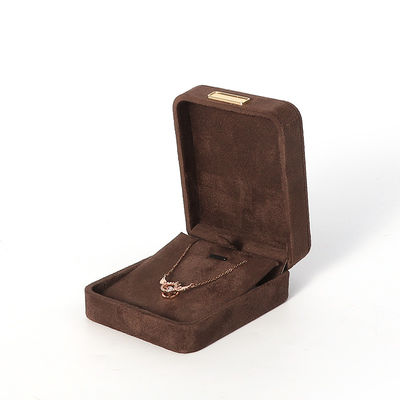 Großhandel Luxus-Schmuck-Box personalisierte High-End-Konnektur Armband Ohrringe Ring Schmuck-Set Verpackung Samtbraun Schmuck-Box mit Logo