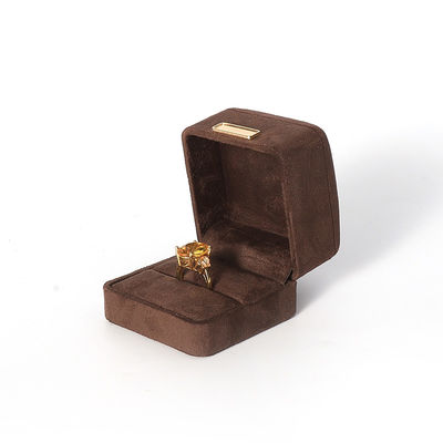Großhandel Luxus-Schmuck-Box personalisierte High-End-Konnektur Armband Ohrringe Ring Schmuck-Set Verpackung Samtbraun Schmuck-Box mit Logo