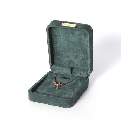 Großhandel Luxus Schmuckbox Personalisierte High-End-Konnektur Armband Ohrringe Ring Schmuckset Verpackung Samt dunkelgrün Schmuckbox mit Logo