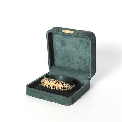 Großhandel Luxus Schmuckbox Personalisierte High-End-Konnektur Armband Ohrringe Ring Schmuckset Verpackung Samt dunkelgrün Schmuckbox mit Logo